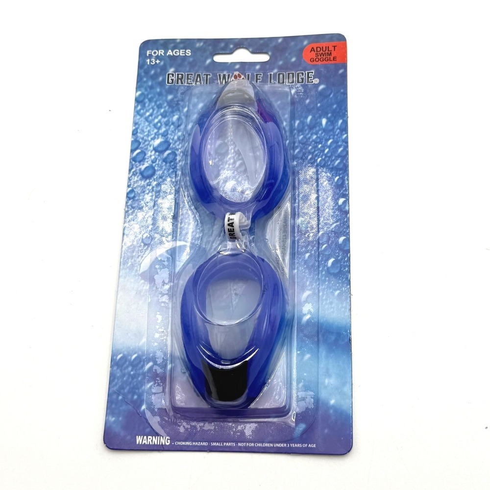 GREAT WOLF LODGE NEW Blue Adult Swim Goggles Water Park Souvenir Eye Protection - Picture 2 of 5